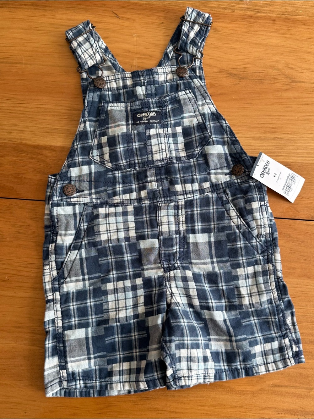OshKosh B'gosh Blue Plaid Toddler Shortalls